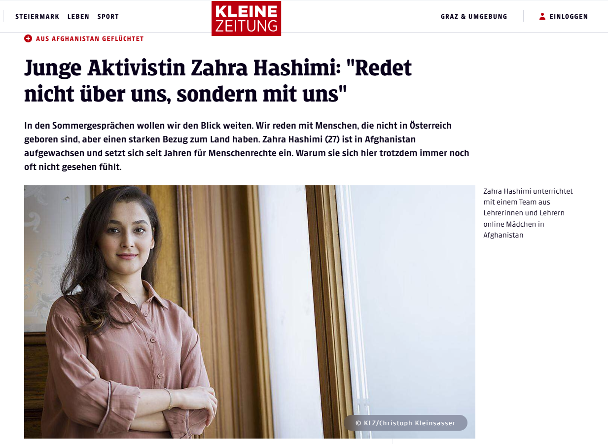Junge Aktivistin Zahra Hashimi: "Redet nicht über uns, sondern mit uns"