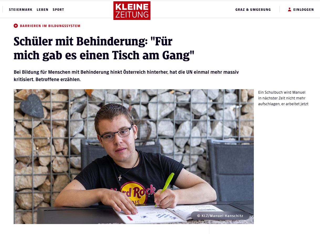 Schüler mit Behinderung: "Für mich gab es einen Tisch am Gang"